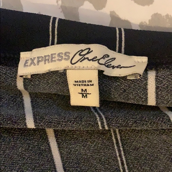 Express Black and White Pinstriped Blouse - Picture 3 of 3